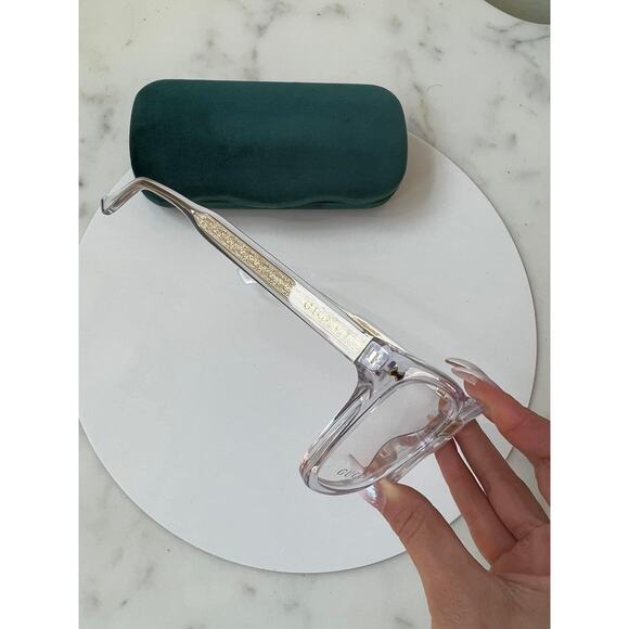 NEW GUCCI GG0184O Clear Gold Unisex Eyeglasses Frames - Picture 4 of 6